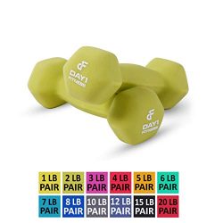 Day 1 Fitness Neoprene Dumbbell Pairs 2 Pounds – Non-Slip, Hexagon Shape, Color Coded, Eas ...