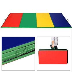 Giantex 4’x10’x2 Gymnastics Mat Folding Panel Thick Gym Fitness Exercise (Multicolor)
