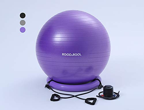 RGGD&RGGL Yoga Ball Chair, Exercise Balance Ball Chair 65cm with Inflatable Stability Ring, ...