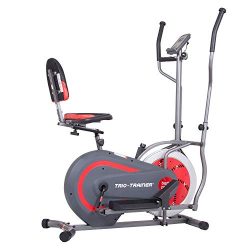 Body Power BRT5088 Trio Trainer Machine 3 in 1 Elliptical Trainer Upright Bike and Recumbent Bik ...