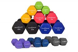 Fitness Republic Neoprene Dumbbell Pairs (8 Dumbbells Set) 3lb,5lb,8lb,10lb,12lb,15lb,17.5lb,20lb