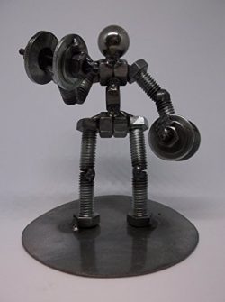 Dumbbell Weight Lifter Metal Bolt Figurine