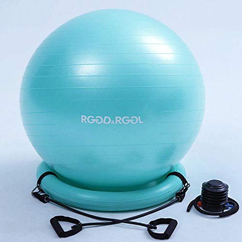 RGGD&RGGL Yoga Ball Chair, Exercise Balance Ball Chair 65cm with Inflatable Stability Ring, ...