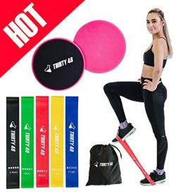 Thirty 48 Gliding Discs Core Sliders and 5 Exercise Resistance Bands | Strength, Stability, and  ...