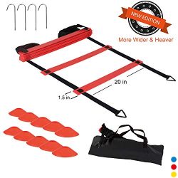 Jack&Baig Agility Ladder Speed Heavy-Duty Plastic Rungs,Agility Training Set with 10 Disc Co ...