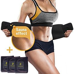 Perfotek 4 Pack Waist Trimmer Belt, Weight Loss Wrap, Stomach Fat Burner, Low Back and Lumbar Su ...