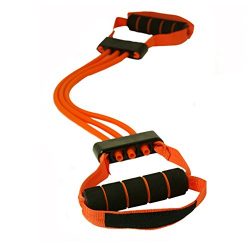 A.B Crew Adjustable Chest Expander Exercise Band with Resistance Cables Training Program Workout ...