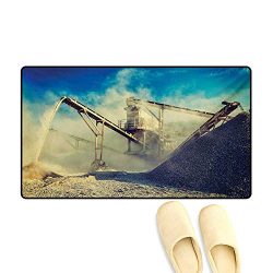 Door Mats,Rock Stone Crushing Machine Open Pit Mining Quarry Sand Dust Photo,Bath Mats for Bathr ...