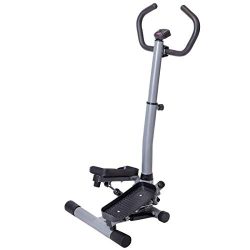 Gymax Step Machine, 2 in 1 Twister Stepper Stair Climber with LCD Display and Handle Bar, for Fi ...