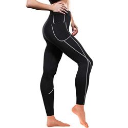 Women Weight Loss Hot Neoprene Sauna Sweat Pants with Side Pocket Workout Thighs Slimming Capris ...