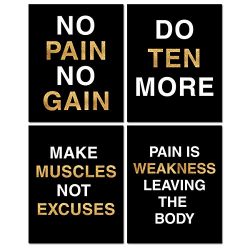 Gym Inspirational Posters,Classroom Office Wall Art Decals,8×10 Inch, Set of 4