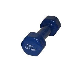 CanDo 10-0554-1 Vinyl-Coated Dumbbells, Cast-Iron, Scratch Free, 5 lb. Weight, Blue