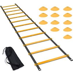 Luniquz Agility Ladder Set, 20FT Speed Training Ladder with 12 Adjustable Rungs, Plus 12 Disc Co ...