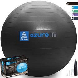 AZURE LIFE Professional Grade Exercise Ball, Anti-Burst&Non-Slip Stability Balance Ball with ...