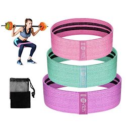 Te-Rich Fabric Resistance Loop Exercise Bands, Cloth Booty Training Band 3 Pack, Heavy/Non-Slip/ ...