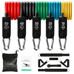 OlarHike 13pcs Resistance Bands Set, Including 5 Stackable Exercise Bands with Door Anchor, Ankl ...