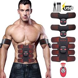 APZOVO 2019 New Upgrade Muscle Toner Rechargeable,Ultimate EMS Abdominal Muscle Trainer with Rem ...