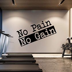 Extra Large Gym Wall Decal | No Pain No Gain Inspirational Wall Sticker Quote | 2 ft x 4 ft HUGE ...