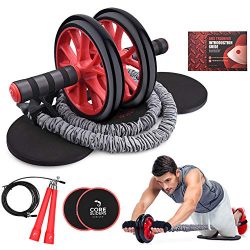 Kamileo Ab Roller Wheel, 5-in-1 Ab Roller Kit with Knee Pad, Resistance Bands, Jump Rope, Core S ...