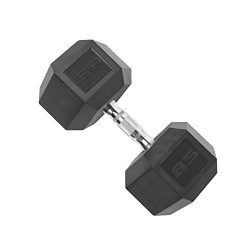 Cap Rubber Coated Hex Dumbbell Weights with Contoured Chrome Handle, Single