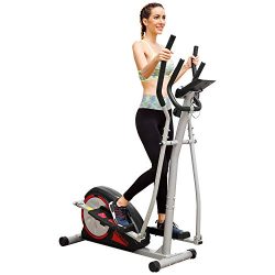 ANCHEER Elliptical Machine Trainer Magnetic Smooth Quiet Driven with LCD Monitor and Pulse Rate  ...
