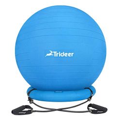 Trideer Ball Chair, Exercise Stability Yoga Ball with Base & Resistance Bands for Home and O ...