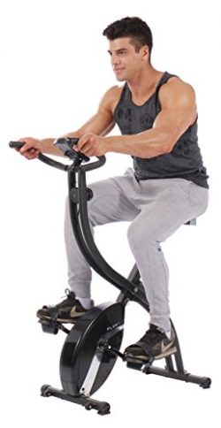 PLENY Foldable Upright Stationary Exercise Bike with 16 Level Resistance, New Exercise Monitor w ...