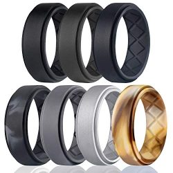 Egnaro Silicone Wedding Ring for Men, Breathable Mens’ Rubber Wedding Bands, Size 8 9 10 1 ...