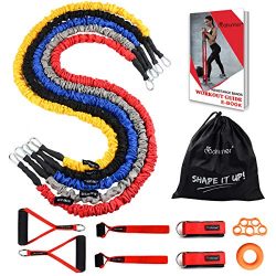 Coolrunner Resistance Bands Set, 14 PCS Workout Bands, 20lbs to 40lbs Resistance Tubes with Nylo ...