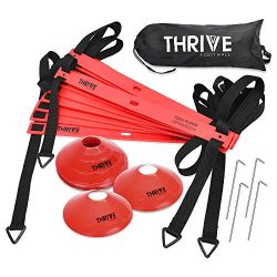 Thrive Football Speed and Agility Training Set for Soccer 15 Foot 12 Rung Agility Speed Ladder,  ...