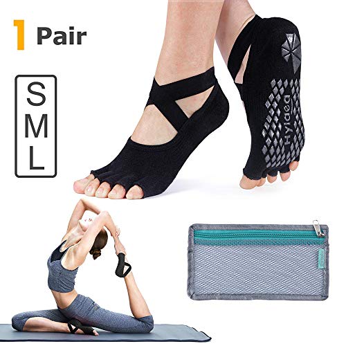 Hylaea Yoga Socks for Women with Grip & Non Slip Toeless Half Toe Socks for Ballet Pilates B ...