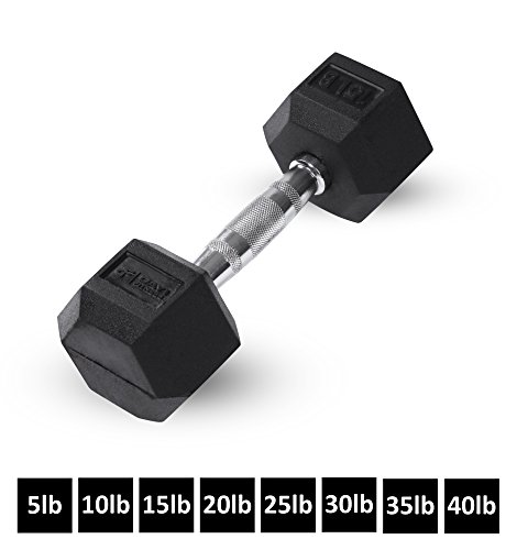 Day 1 Fitness Rubber Hex Dumbbell Shaped Heads to Prevent Rolling and Injury – Ergonomic H ...
