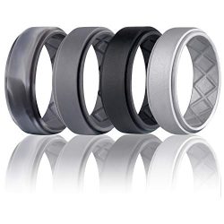 Egnaro Silicone Wedding Ring for Men, Breathable Mens’ Rubber Wedding Bands, Size 8 9 10 1 ...