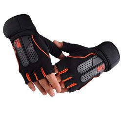 Kmtar Men Women Sports Gym Gloves Half Finger Breathable Weightlifting Fitness Gloves Dumbbell W ...