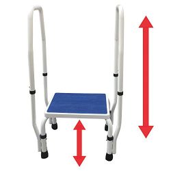 AdjustaStep(tm) DoubleSafe Deluxe Step Stool/Footstool with Dual Handle/Handrail, Height Adjusta ...