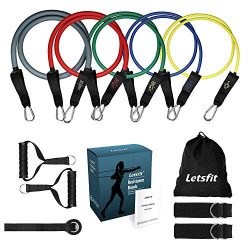 Letsfit Resistance Bands Set Training Tubes with Handles, Door Anchor and Ankle Straps for Resis ...