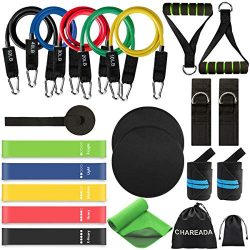 CHAREADA Resistance Bands Set Workout Bands 22 Pack, 5 Stackable Exercise Bands 5 Loop Resistanc ...