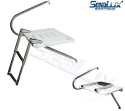 SeaLux Marine Outboard Fiberglass Swim Platform with Over TOP Mount 2-Step Ladder