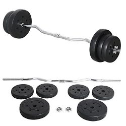 Yaheetech 55lb Olympic Barbell Dumbbell Weight Set Gym Lifting Exercise Workout Olympic Bar Curl Bar