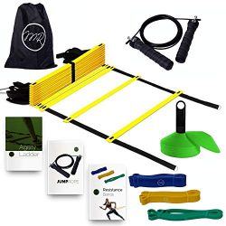 MRProdux Speed and Agility Training Equipment Set with eBook Workout Guides | Ladder, Cones, Res ...