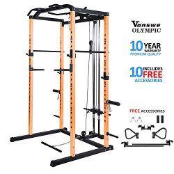 Fitness Power Rack Power Cage Home Gym Equipment Exercise Stand Olympic Squat Cage with LAT Pull ...