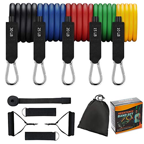 Resistance Bands Set with Handles(11pcs) – with Portable Bag, Exercise Bands Door Anchor H ...