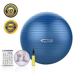 Exercise Ball,FayTOP Yoga Ball 65 cm for Fitness, Workout, Balance, Pilates, Birthing. Professio ...