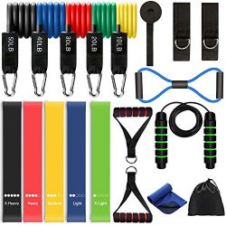 LUYATA Resistance Bands, 19pcs Workout Bands Resistance Bands Set with 5 Stackable Exercise Band ...