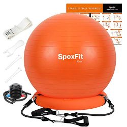 SpoxFit Exercise Ball Chair with Resistance Bands, Perfect for Office, Yoga, Balance, Fitness, S ...