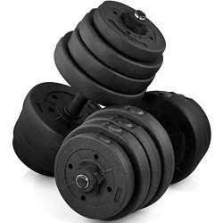 Yaheetech 66 Lb Dumbbell Set 16 Adjustable Weight Plates & 2 Olympic Dumbbell Handles for Ho ...