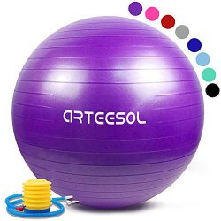 arteesol Exercise Yoga Ball, Gym Ball with Quick Pump 75cm/65cm/55cm/45cm Anti-Slip Exercise Bal ...