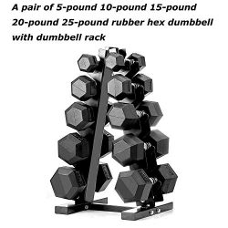 PAPABABE Dumbbell Set with A-Frame Dumbbell Rack Rubber Encased Hex Dumbbell Free Weights Dumbbe ...