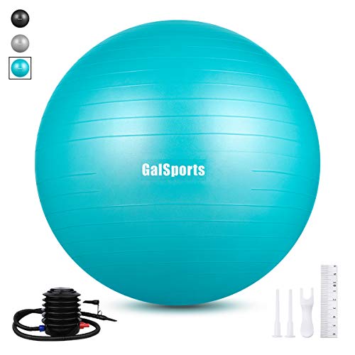 GalSports Extra Thick Exercise Ball, Anti-Burst Yoga Ball Chair Supports 2203lbs with Quick Pump ...