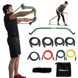 Gorilla Bow Portable Home Gym Resistance Band System Heavy Set, Weightlifting and HIIT Interval  ...